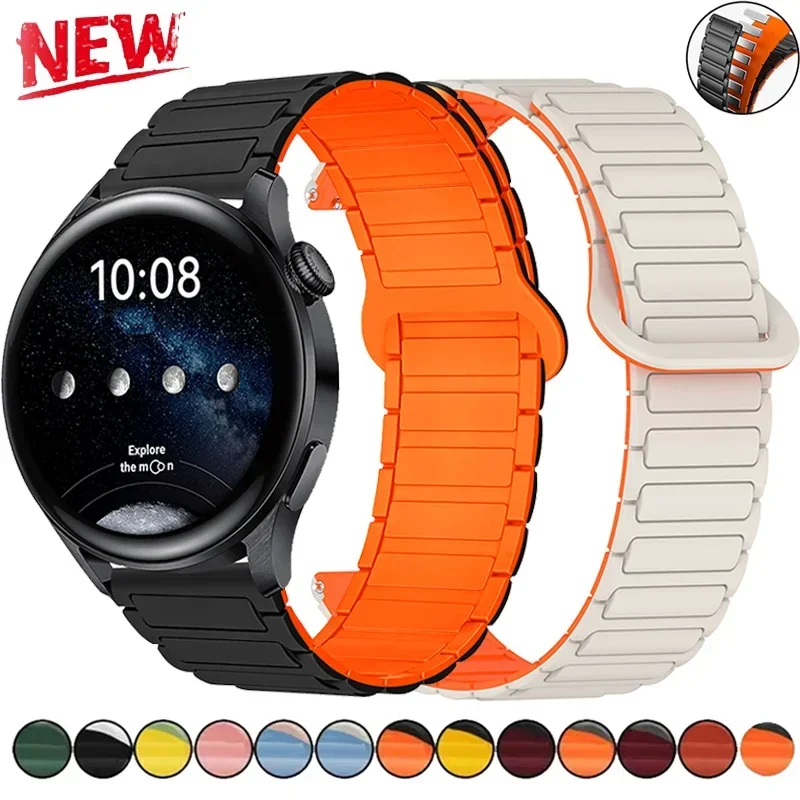 Фото Силиконовый ремешок с магнитной петлей 20 мм 22 мм для Samsung Galaxy watch 6/4/5pro/3/active2 amazfit браслет для HUAWEI watch GT2e 3 Band №1