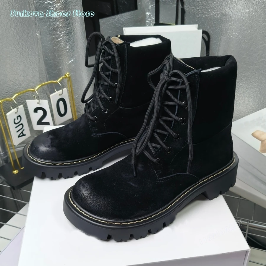 Женские винтажные Ботинки Челси Surkova с круглым носком роскошные боевые ботинки
