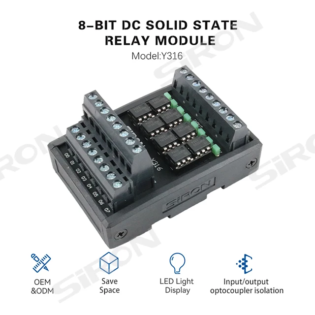SiRON Y316 OEM customized Transparent Output Dc 24v solid state relay Module Din Rail Mount 4/8Channel relay module enlarge