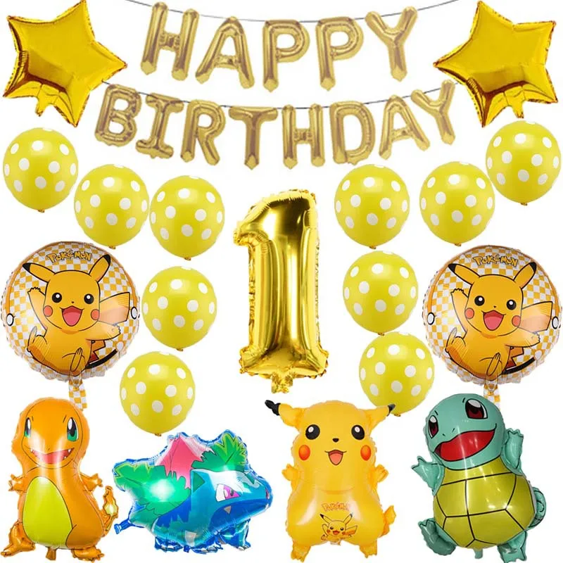 

Pokemon Cartoon Character Theme Children's Birthday Party Balloon Set Site Background Decoration Party Supplies Toy Balloon