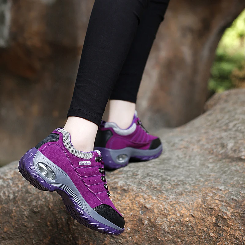 JIEMIAO Women's Trekking Hiking Shoes Women Camping Shoes Outdoor Travel Sneakers Non-slip Breathable Sports Shoes