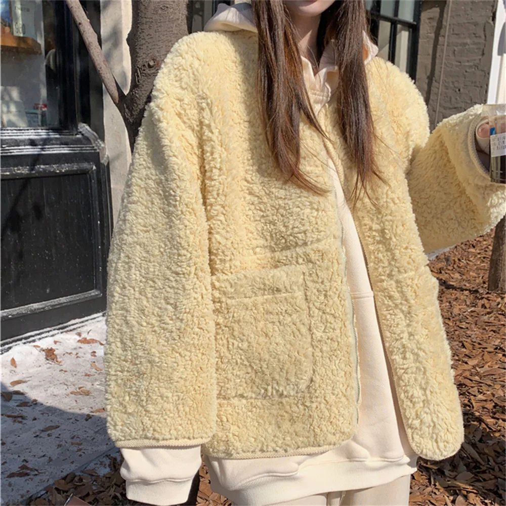 

HziriP S-L Warm Gentle Coats Soft Yellow Women Fashion Cotton Loose Winter 2022 Office Lady Slim High Street Chic Jackets