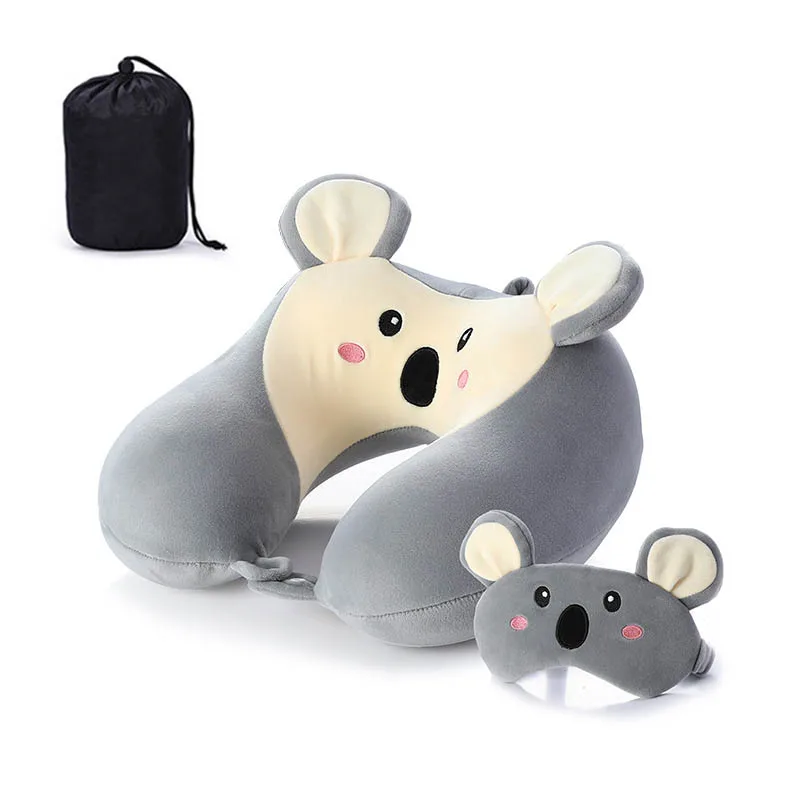 

1 set Travel Neck Pillow and Eye Mask Set U Shaped Pillow Office Flight Traveling Neck Rest Soft Cushion Pillow Health Care