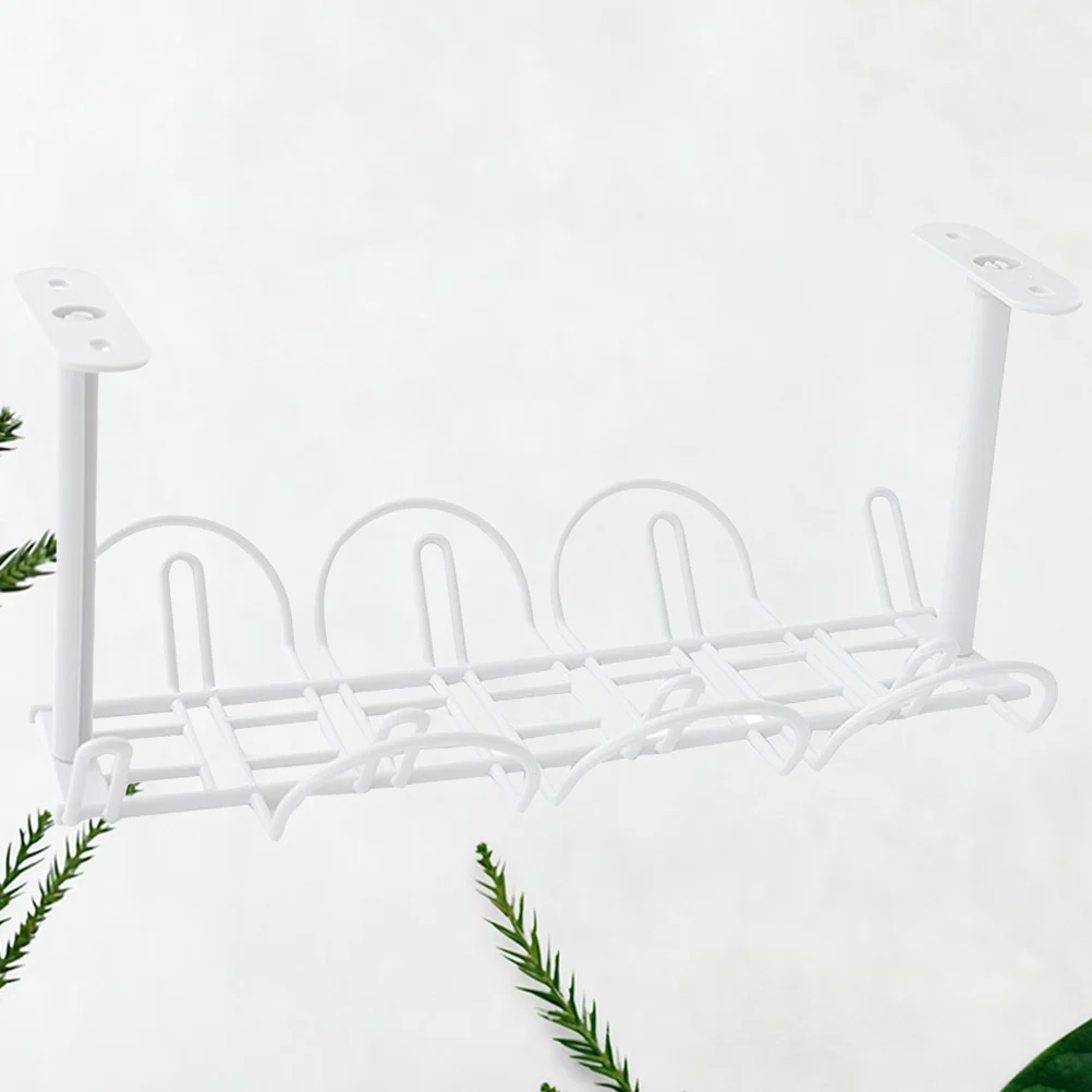 

Table Organizer Desk Office Organiser Storage Shelf Hanging Wire Channel Holder White