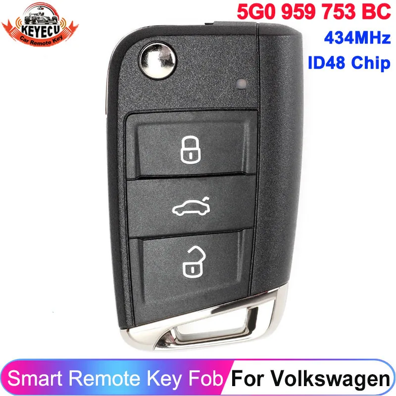 

KEYECU 5G0 959 753 BC 5G0959753BC 434 МГц ID48 чип для VW MQB Golf GTI Octavia A7 2016 2017 флип-ключ дистанционный брелок 5G0 959 753BC