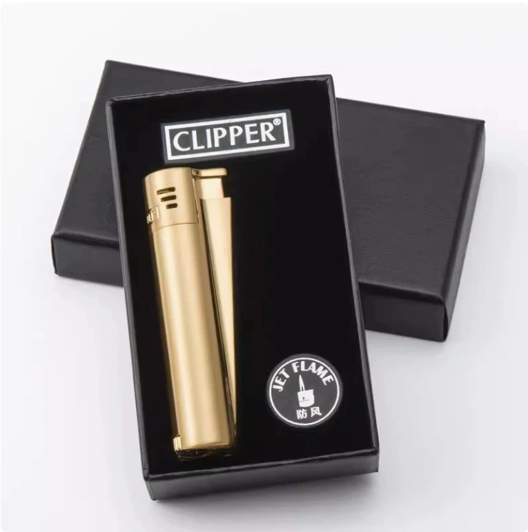 Фото Зажигалка Clipper с металлическим корпусом, ветрозащитная, газовая, на бутане, с синим турбо-пламенем, для сигар, аксессуары для курения для мужчин №5