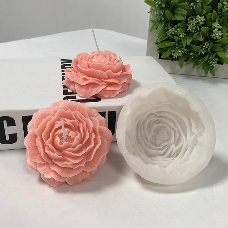 

Candle Silicone Mold Peony Valentine's Day Diy Flower Mousse Cake Baking Mold 3D Peony Scented Candle Gypsum Soap Making Mold