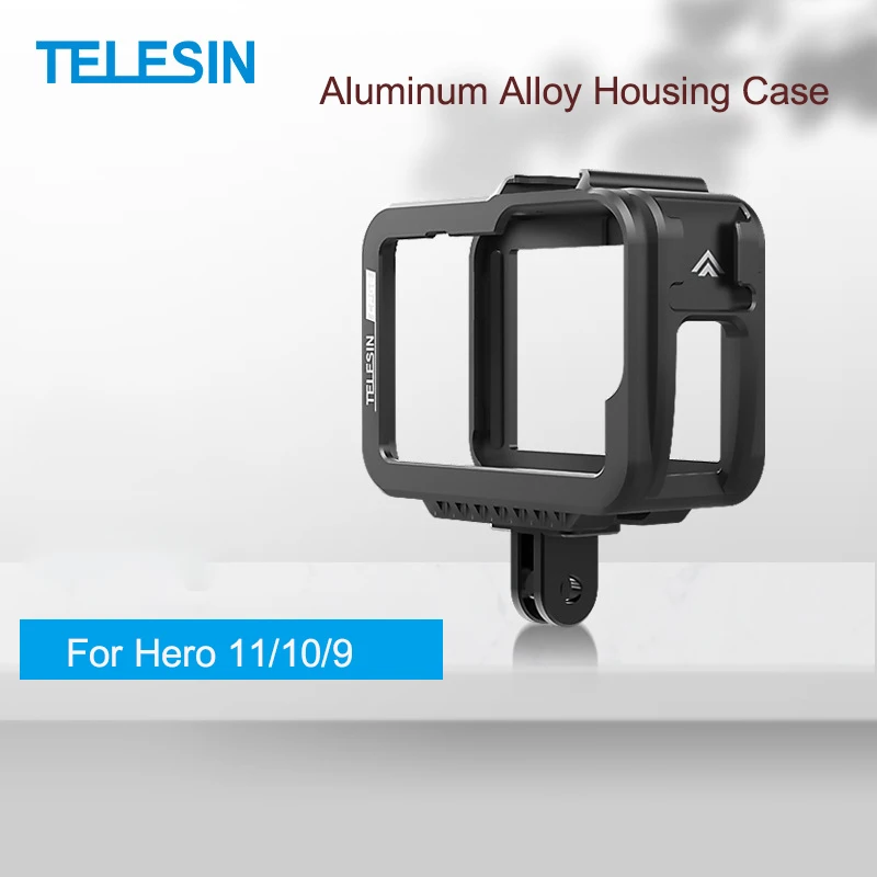 

TELESIN Aluminium Alloy Housing Case For GoPro 9 10 11 Double Clod Shoe With Vertical Shot Frame Case For GoPro Hero 9 10 11
