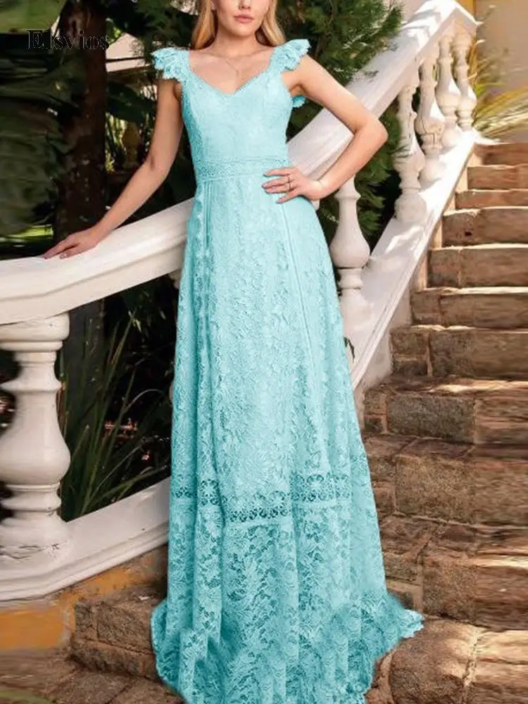 

Женское Элегантное Длинное платье с оборками и коротким рукавом, Сексуальное Вечернее Платье макси с V-образным вырезом и открытой спиной, ж...