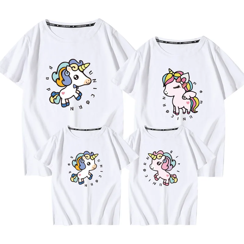 

Футболки с коротким рукавом для взрослых и детей с мультяшным принтом для всей семьи подходящая одежда наряды для папы мамы дочки рубашки д...