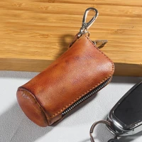 100 genuine cow leather handmade zipper key case cowhide retro style general car key case coin purse for men wallet male