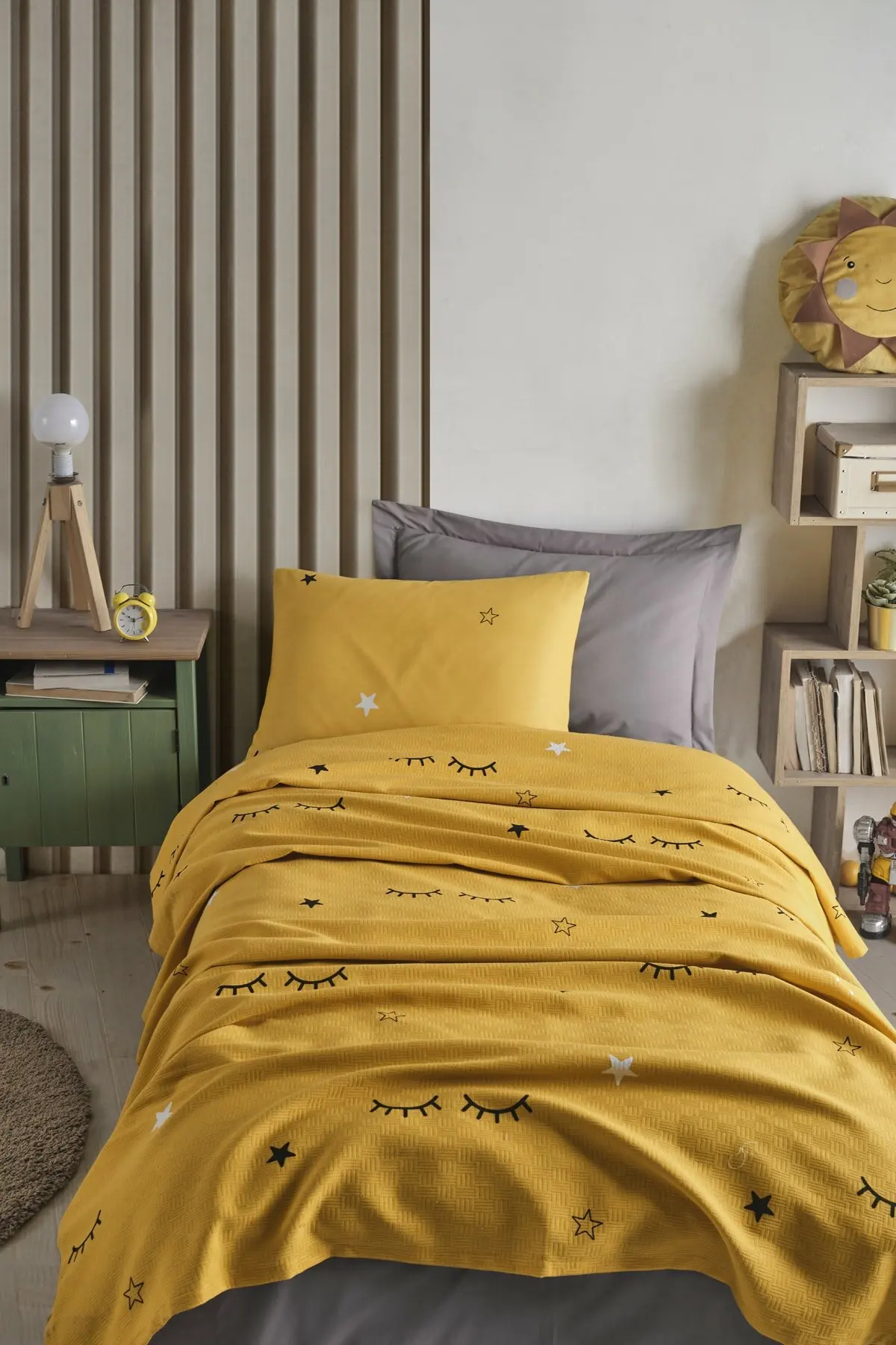 

Bedspread PIQUE Bed Linen Quilt Summer Cotton Bed Linens For Summer Coverlet Full Size Covers Bedclothes Duvet Cover Yellow
