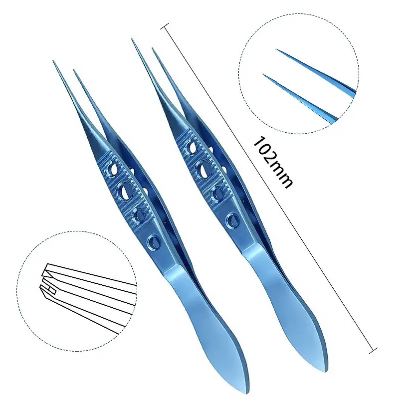 

1pcs Titanium Alloy Ophthalmic Tweezer Castroviejo Straight Toothed Forceps Ophthalmic Surgery Instruments 102mm Long