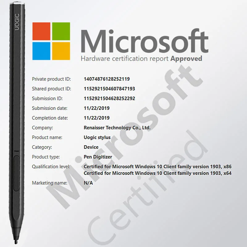 Стилус Bluetooth для Microsoft Surface Pro 4096 чувствительный к давлению с поддержкой быстрой