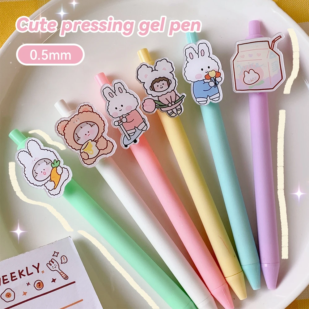 

Lovely Pattern Push Pen Lovely Cute Colorful For Office School Stationery Pen Durable Gel Pen For Students Plastic Канцелярия