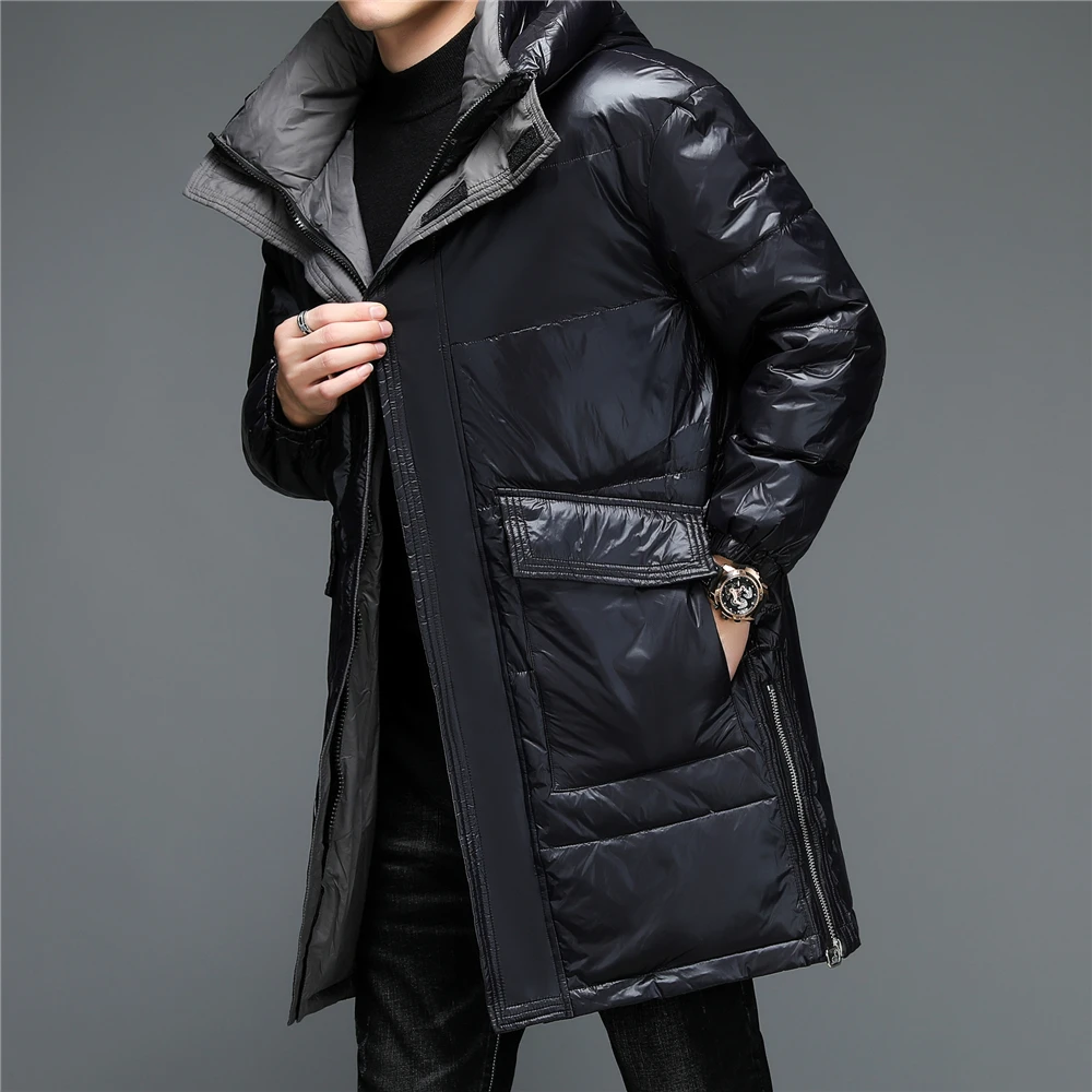 COODRONY Brand Thick Warm Long Jacket Men Clothing Winter Hooded Parka 90% White Duck Down Overcoat Big Pocket Windbreaker Z8172