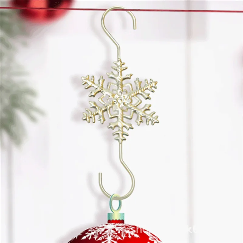

Snowflake Hooks Stainless Steel Ornament Holder for Christmas Trees Stocking Gift Golden Silver 10pcs/set