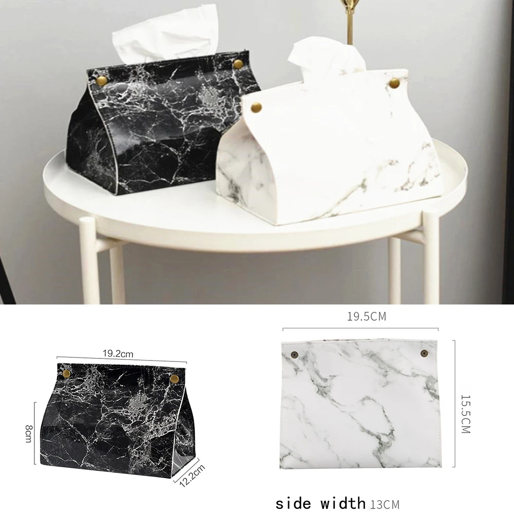 

Chic Tissue Case Box Container PU Leather Marble Pattern Home Car Towel Napkin Papers Dispenser Holder Box Case Table Decoration