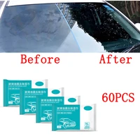 60pcs car oil stain cleaner glass oil film removing wet towel front windshield cleaning vehile window powerful decontamination