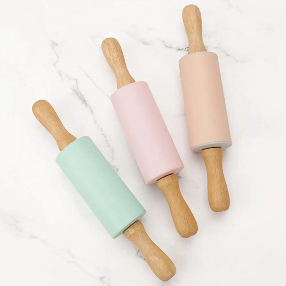 

Useful Kneading Stick Silicone Rolling Pin Ergonomics Handle Noodle Biscuit Rolling Pin Labor-saving