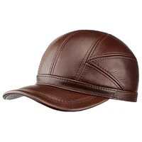 genuine leather hat autumn winter mens fashion military hat women baseball caps british vintage cowhide leather hats adjustable