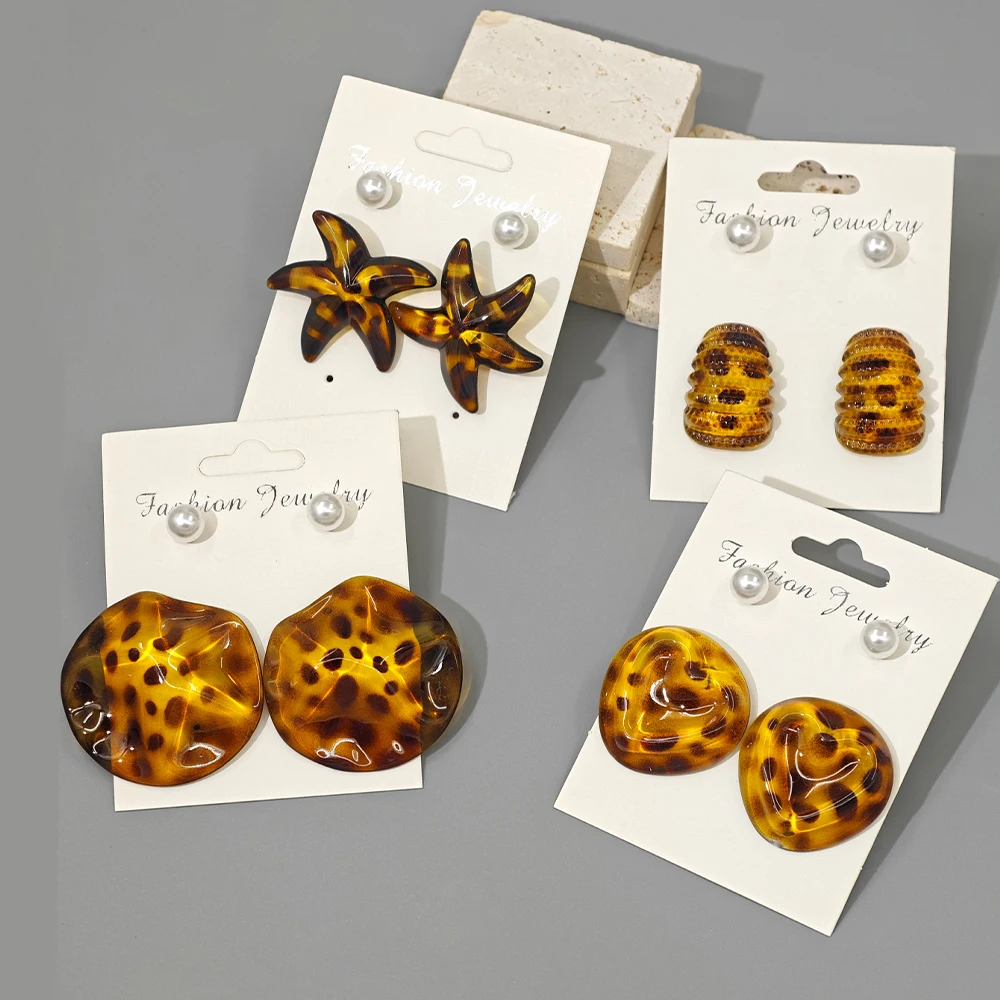 6 шт. крутые стильные модные сексуальные серьги с леопардовым узором женские