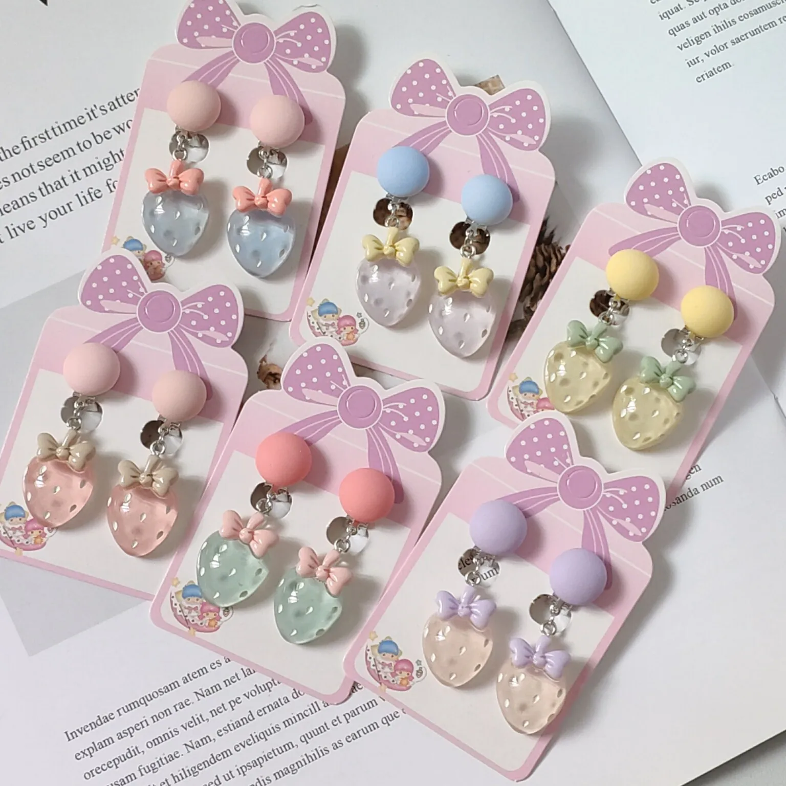 

Colorful Baby Girl Earrings Strawberry Clip on Earrings for Children Little Girls No Pierced Earring Jewelry