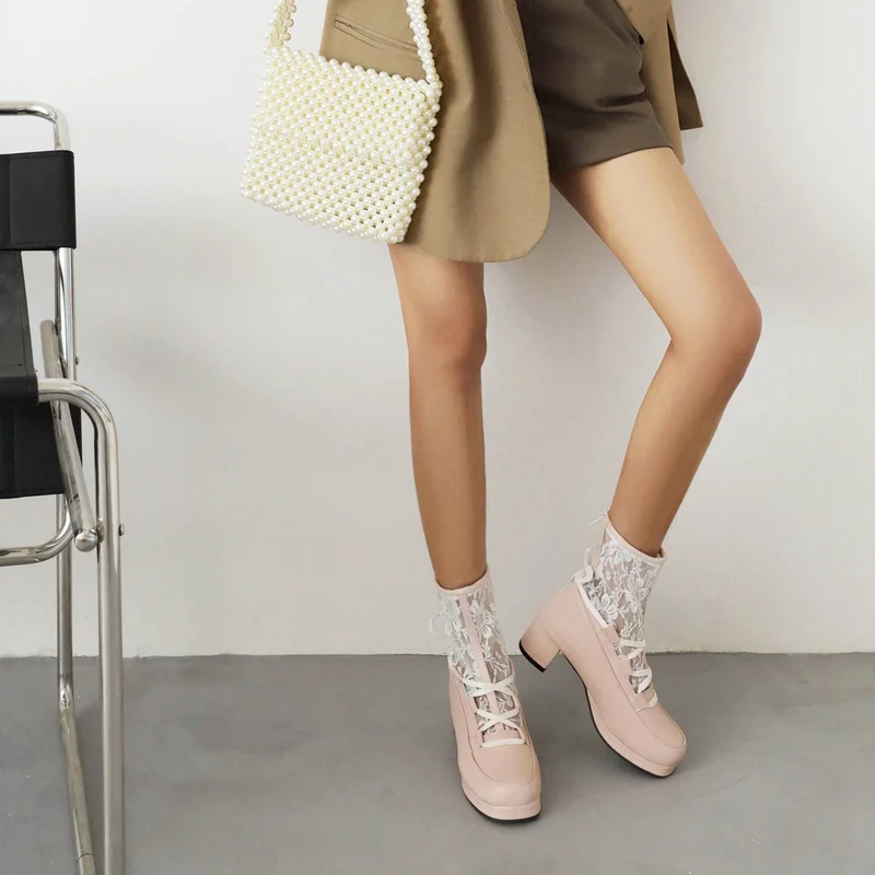 Big Size Spring Autumn Women Lolita Shoes Sweet Bowtie High Heel Shoes Candy Color Pear Cosplay Party Pumps Girls Princess Shoes