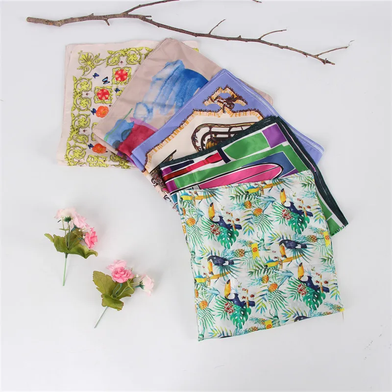 

Silk Scarf Women's New Style Professional Square Scarf Mulberry Silk Handmade Printed Scarf Satin Square Scarf