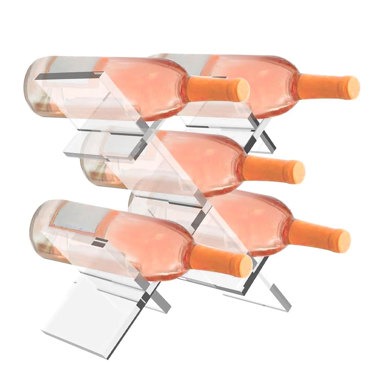 

5 Bottle Wine Holder Wine Rack Modern Transparent Acrylic Free Standing Tabletop Storage Wine Bottle Small Stand For Home