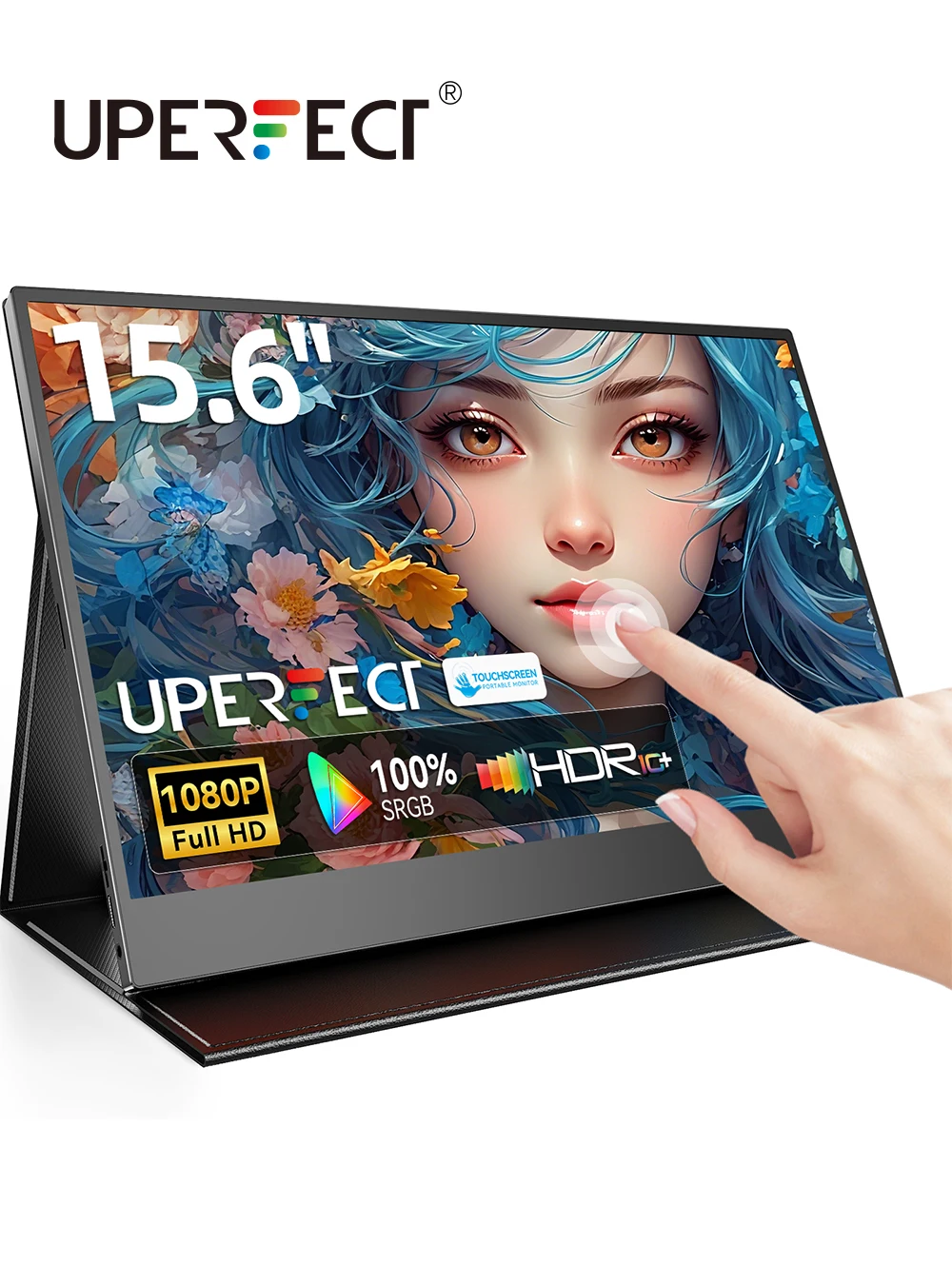 Фото UPERFECT Touch E7 15,6-дюймовый портативный сенсорный монитор настольного компьютера 1080P 100% sRGB с HDMI USB C OTG вторым дисплеем для ноутбука телефона компьютера Xbox Switch PS4/5 №1