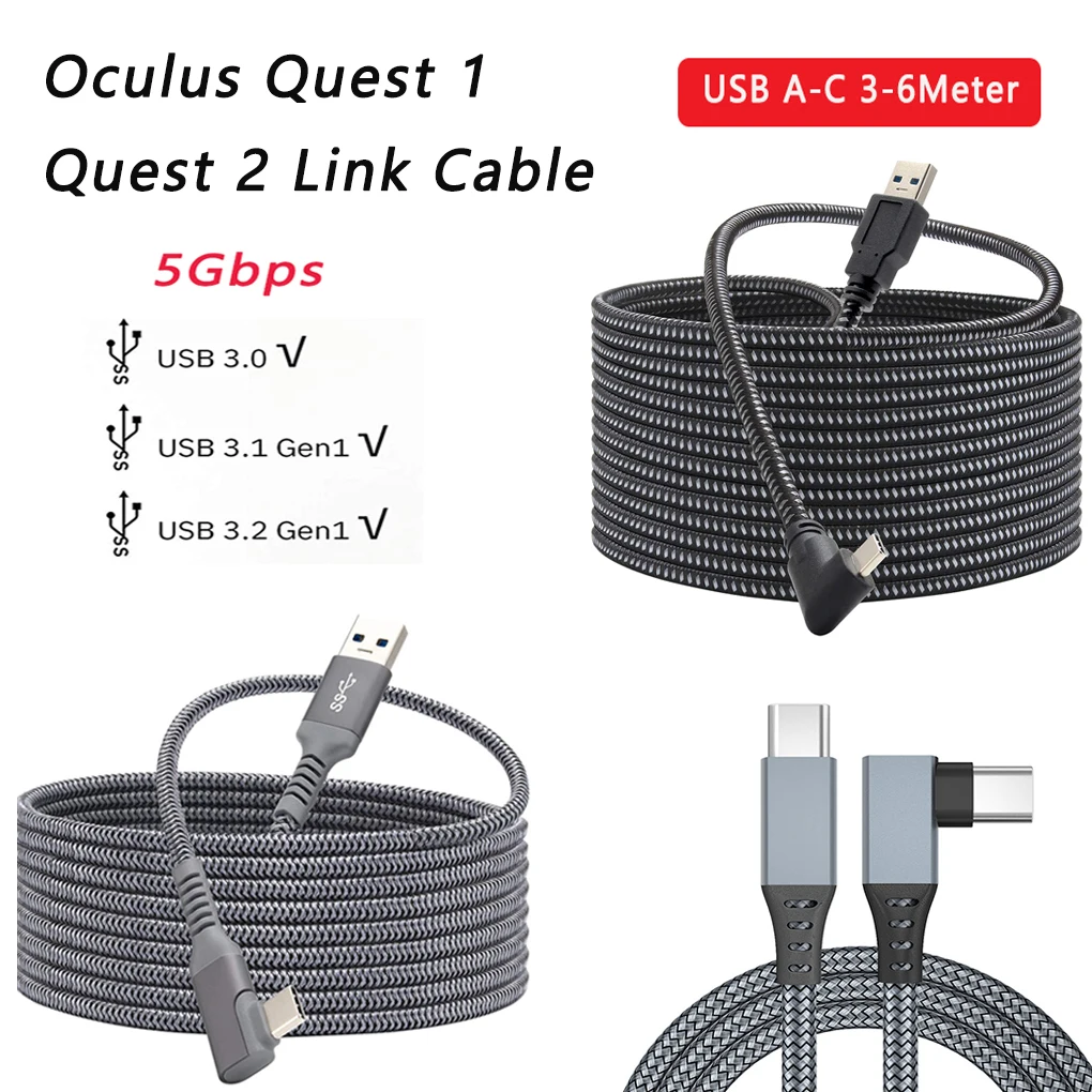 

For Oculus Quest 2 Link Cable 5M USB 3.0 Quick Charge Cables for Quest2 VR Data Transfer Fast Charges VR Headset Accessories