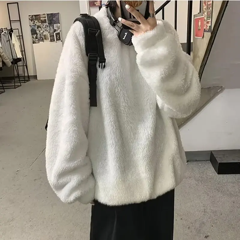 

Мужской свитер Ins плюшевый Корейская версия модного свободного кроя теплый осенне-зимний свитер парная одежда куртка