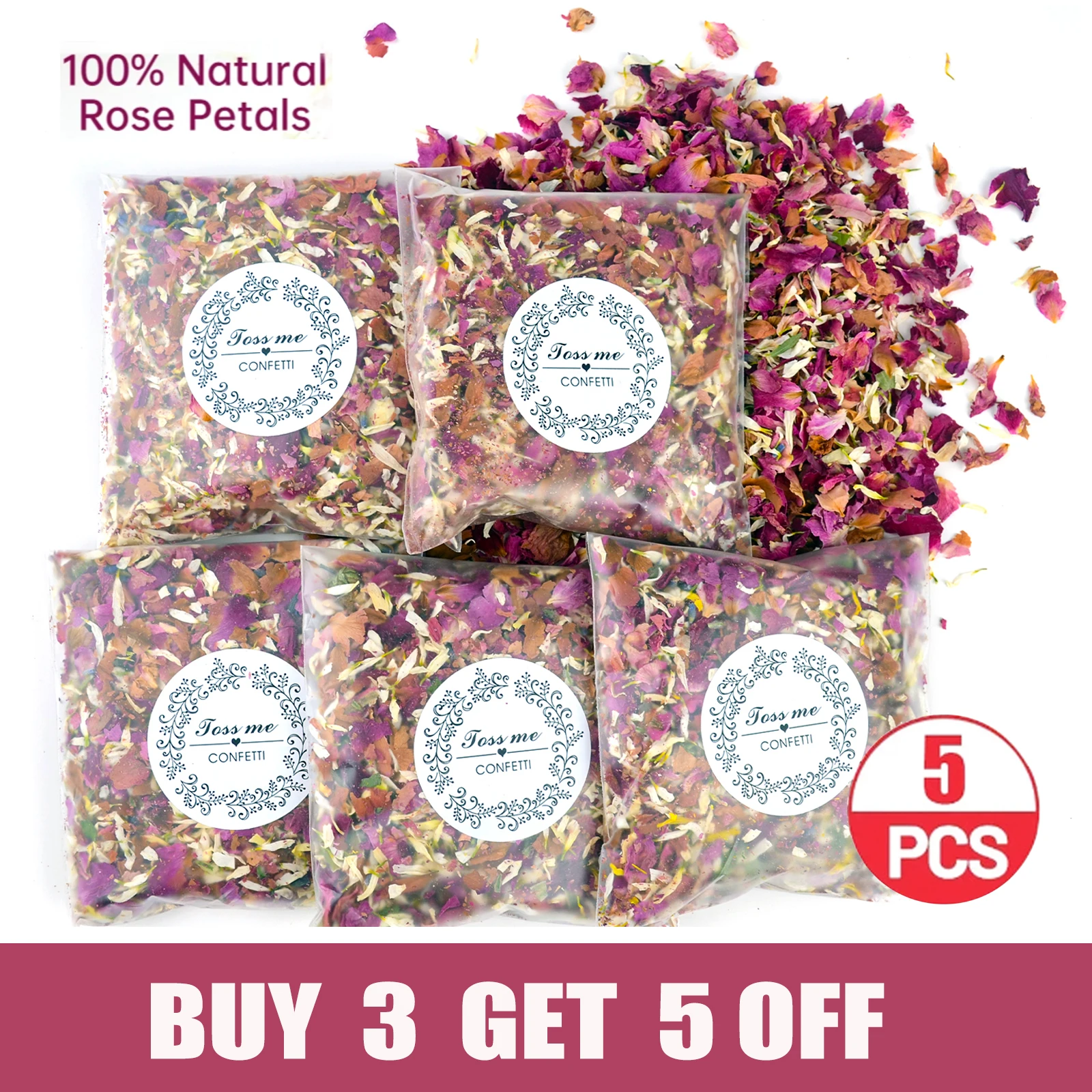 

50g Natural Dried Flower Rose Petals Pop Wedding Confetti Birthday Party DIY Decoration Biodegradable Handmade Party Accessories