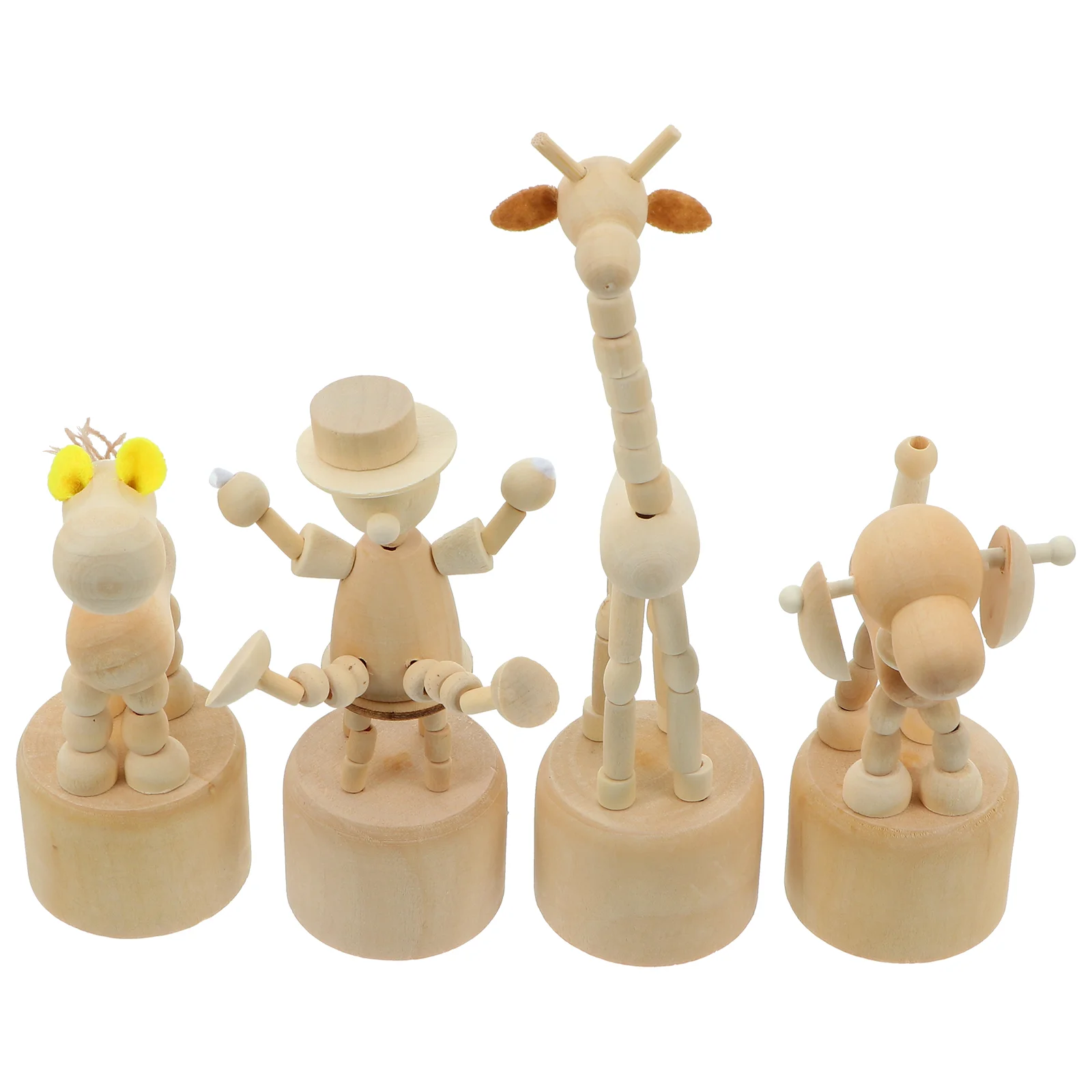

Wooden Ornaments Desktop Wood Giraffe Puppet Toy Animal Finger Puppets Push Figures Decor Dancing Rocking Sign Up Figurine