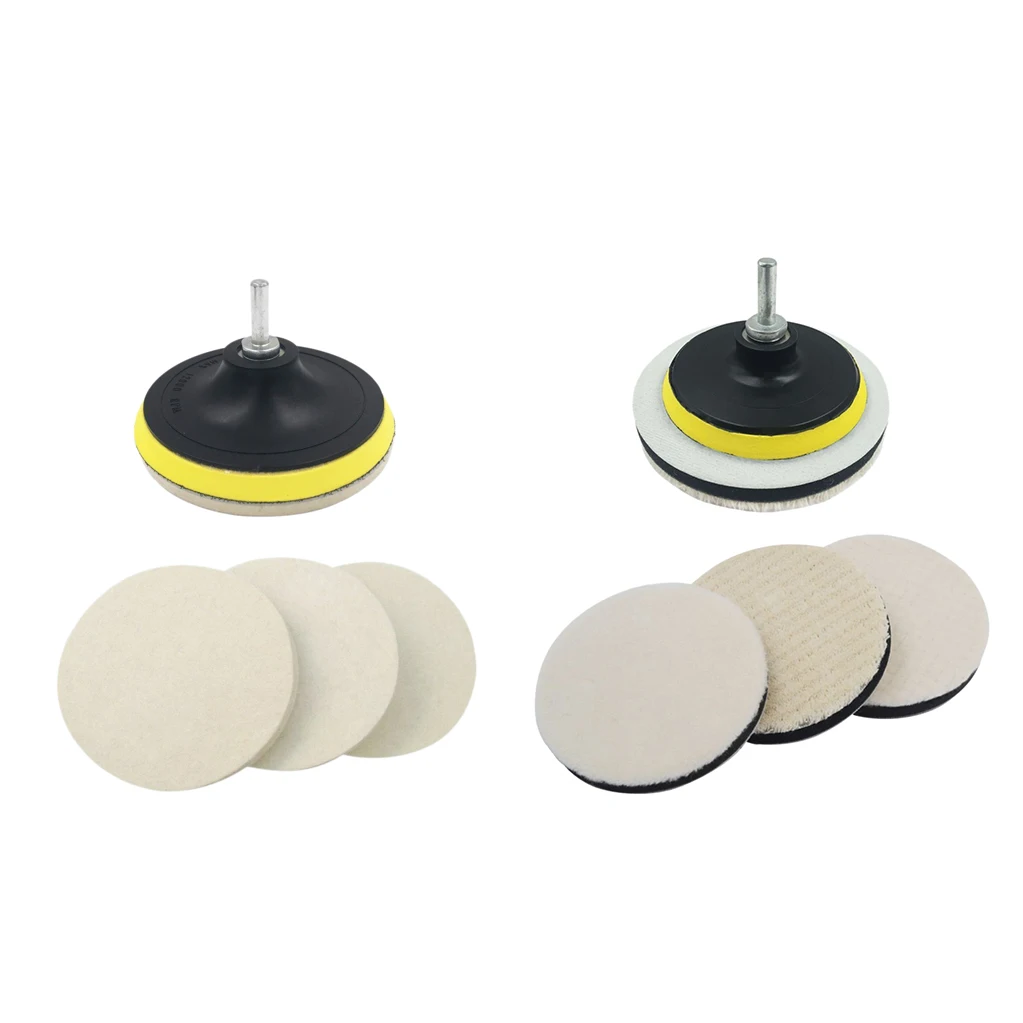 

3Pcs 5Inch Wool Polishing Buffing Pad Bonnets And Backing Pad With Drill Adapter Kit For Polishing Auto Car Glass Plastic Metal