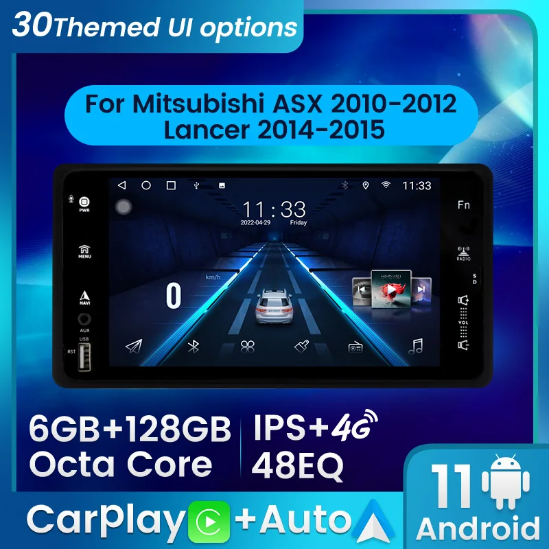Автомагнитола для Mitsubishi ASX Lancer Outlander Pajero Triton Авторадио с Carplay + Auto Android11 6 128G 4G Lte WIFI BT