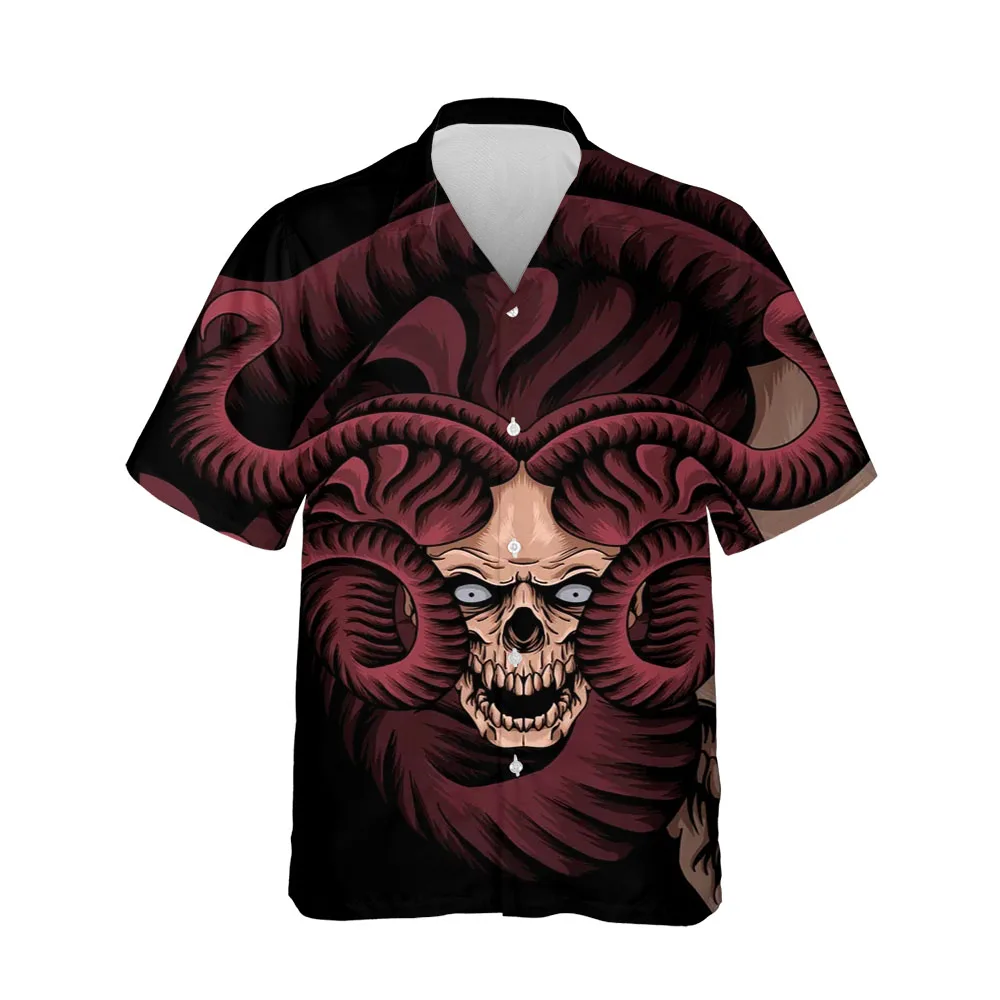 Jumeast 3D Horror Demon Shirts For Men Halloween Festival Gift Black Baggy Clothes Summer Men Shirt Fashion Streetwear Blouses
