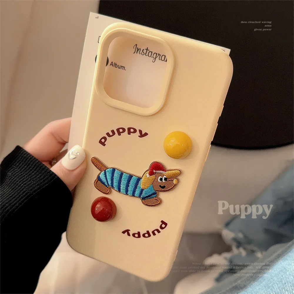 3D чехол для телефона с вышивкой собаки щенка счастливая оболочка браслет Обложка