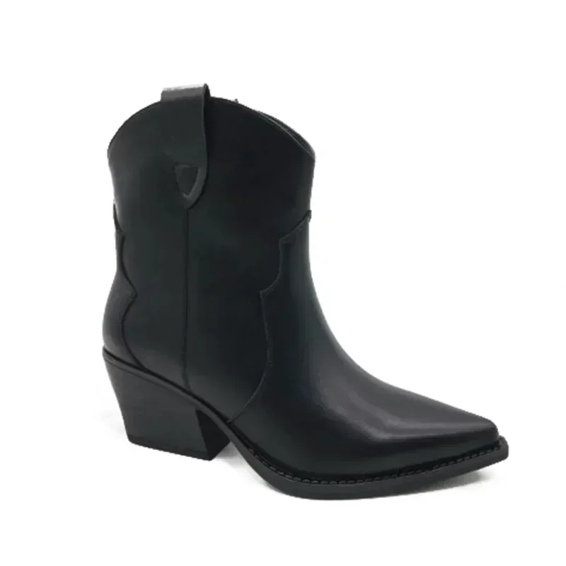 Женские ковбойские ботильоны на платформе повседневные ботинки высоком каблуке