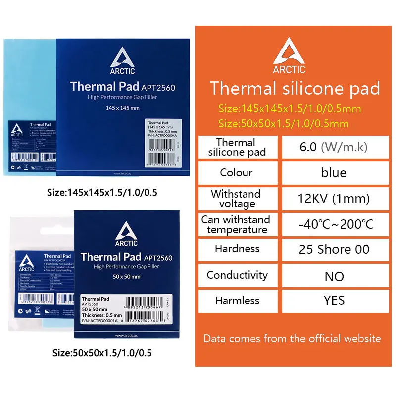 

Arctic Original High-performance Heat Dissipation Silicone Pad CPU/GPU Graphics Card/Motherboard Thermal Pad