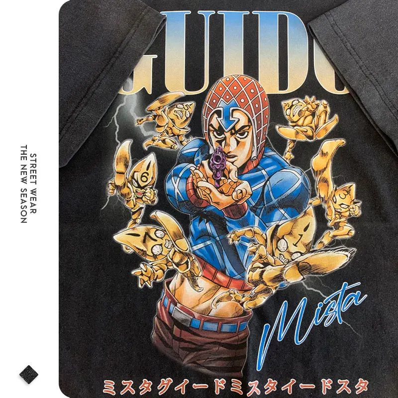 Винтажная стираная футбольная рубашка с аниме Jojogo Incredible Adventures мужская и женская