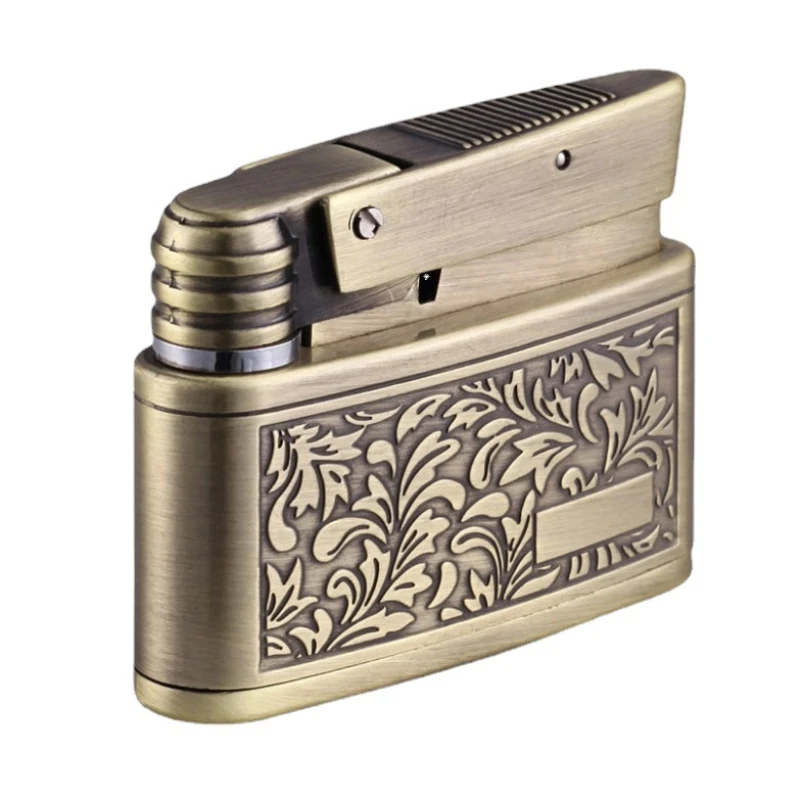 

Jobon Bronze Kerosene Lighter Creative Retro Granding Wheel Vintage Press Ignition Lighter Smoking Accessories for Weed Men Gift