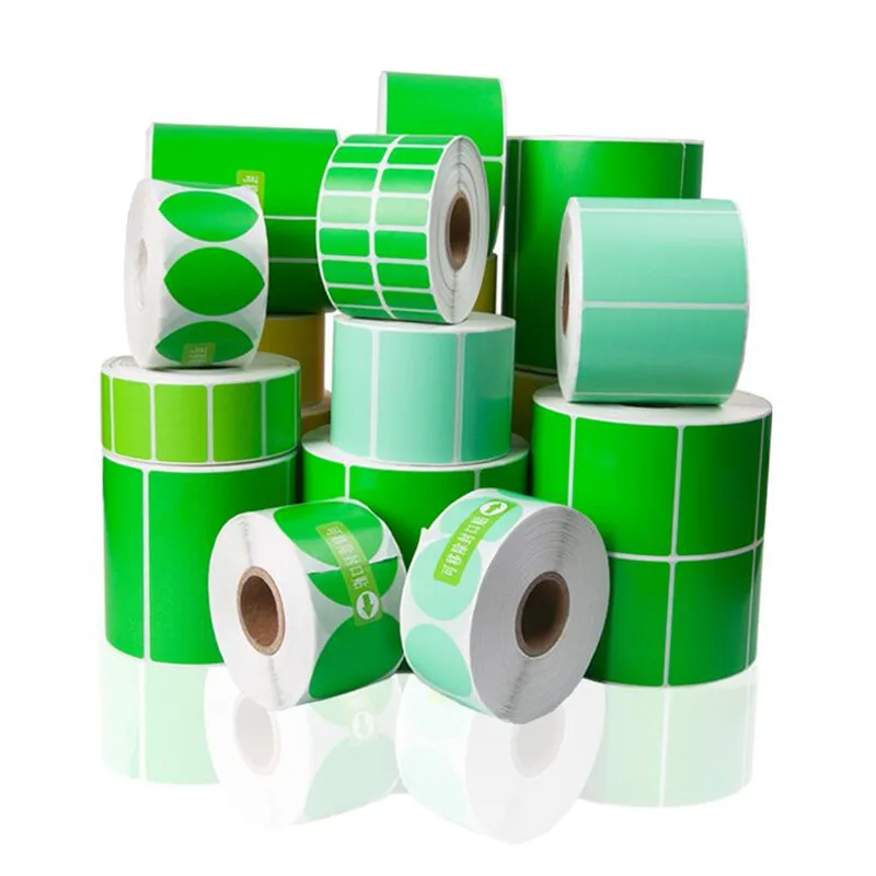 Зеленая термоэтикетка самоклеящаяся наклейка цветная бумага ярлык для