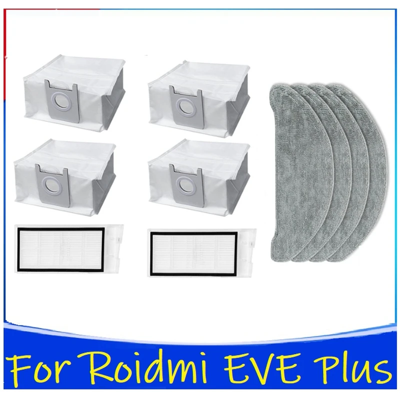 

10Pcs Replacement Spare Parts For Roidmi Eve Plus Robot Vacuum Cleaner Washable HEPA Filter Dust Bag Mop Cloth