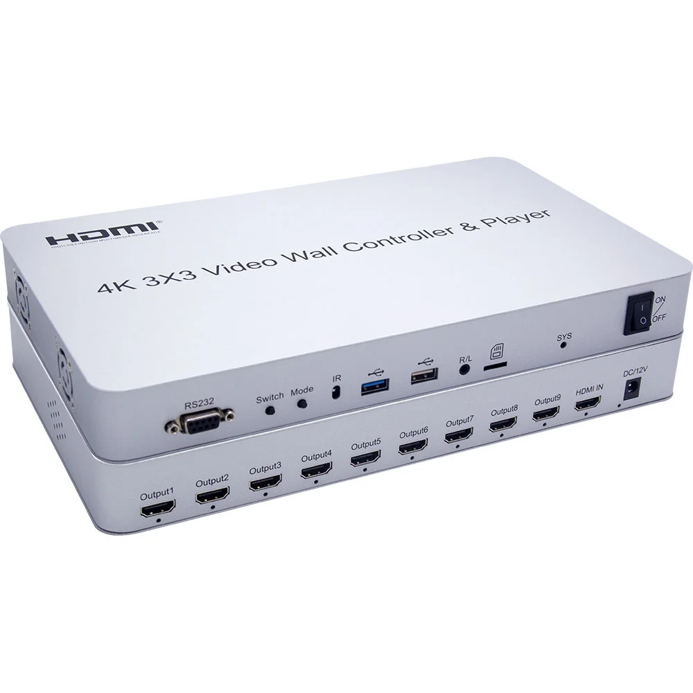 

Настенный видеоконтроллер 4K 3x3, USB-плеер 2x3, процессор для сращивания с несколькими экранами 2x2 1x3 1x4 2x4 4 4x2 H DMI, устройство для сращивания стен с...