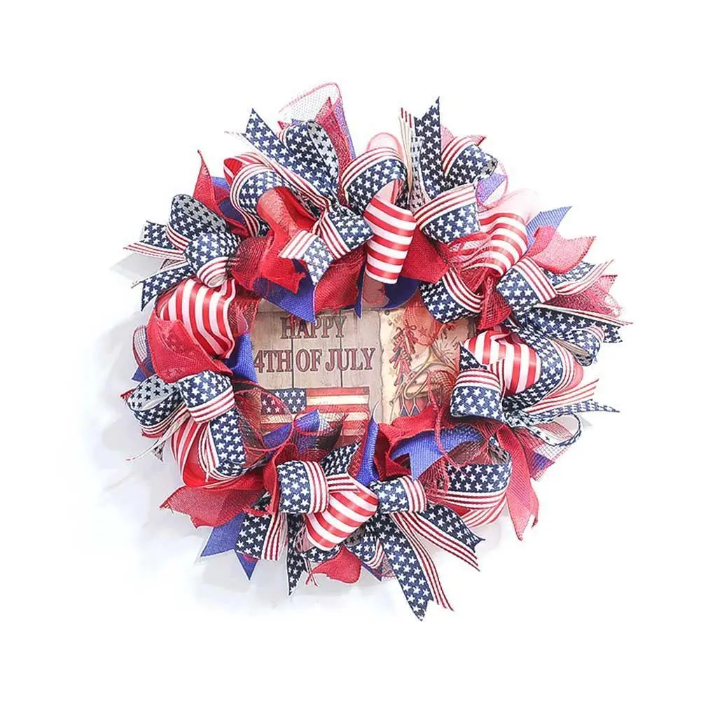 

Independence Day Decoration Wreath 4Th Of July Memorial Day Patriotic Wreath Decor For Home Decoration Door Wall Pendant