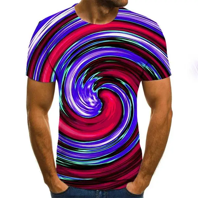 

Новинка 2022, модная футболка для мужчин и женщин, футболка с 3D принтом радуги, головокружительный гипнотический вихревой смешной топ с корот...