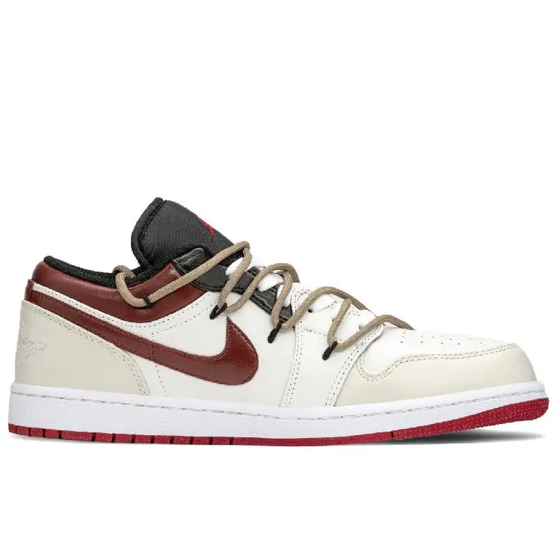 【Customize】Air Jordan 1 Vintage Basketball Shoes Men Low-top Black/beige Sneakers shoes 553558-066