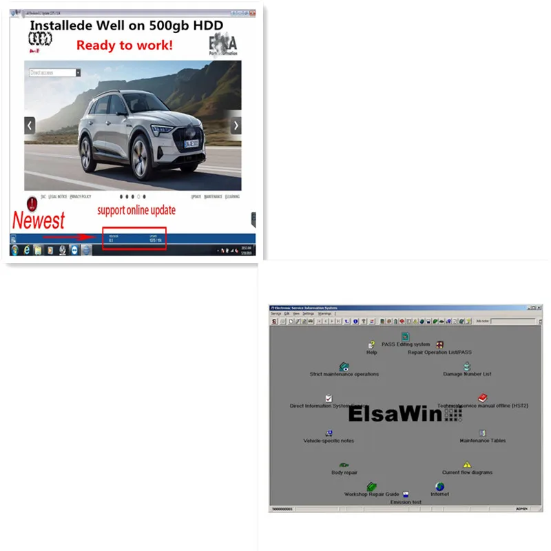 

2022 ET/ KA 8 .3 Support Online Update Cars V/A/ G Group Vehicles Electronic Parts Catalogue ElsaWin 6.0 Install On 500gb HDD